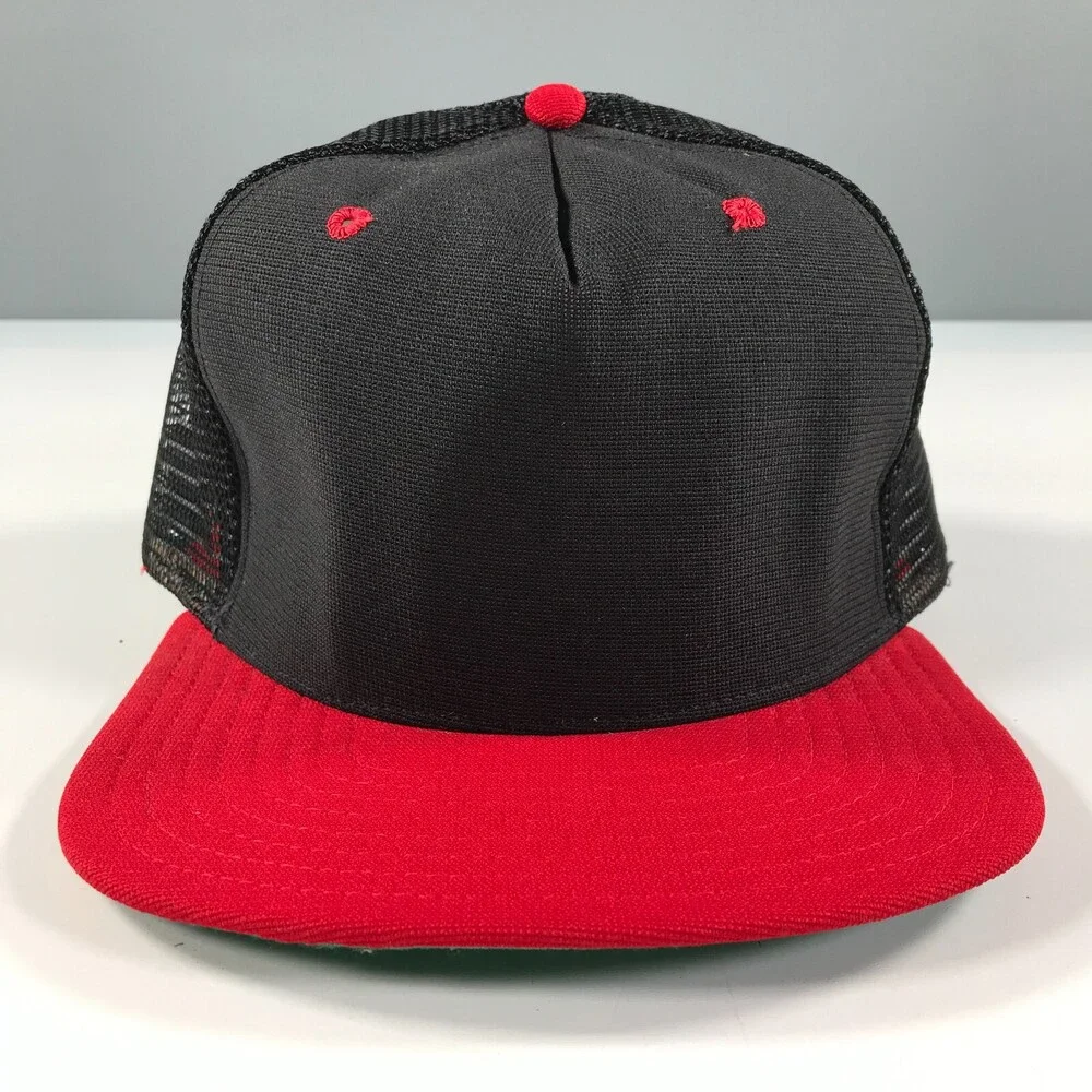 Vintage Trucker Hat Red Brim with Black Dome Boys Youth Size New Era Pro Model